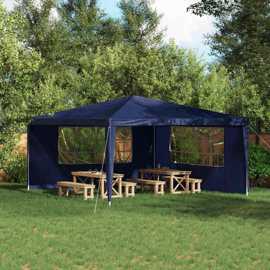 Parete per tenda da festa 2 pcs 400 x 195 cm Blu PE e Acciaio | homemem39