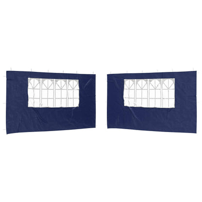 Parete per tenda da festa 2 pcs 400 x 195 cm Blu PE e Acciaio | homemem39