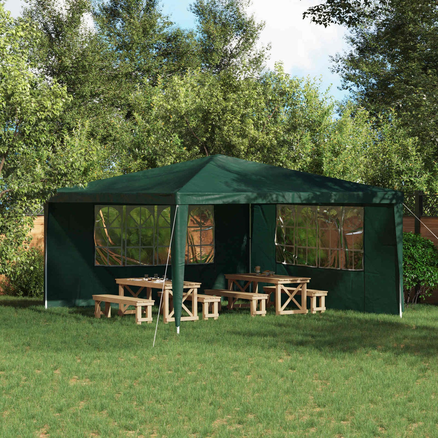 Parete per tenda da festa 2 pcs 400 x 195 cm Verde PE e Acciaio | homemem39