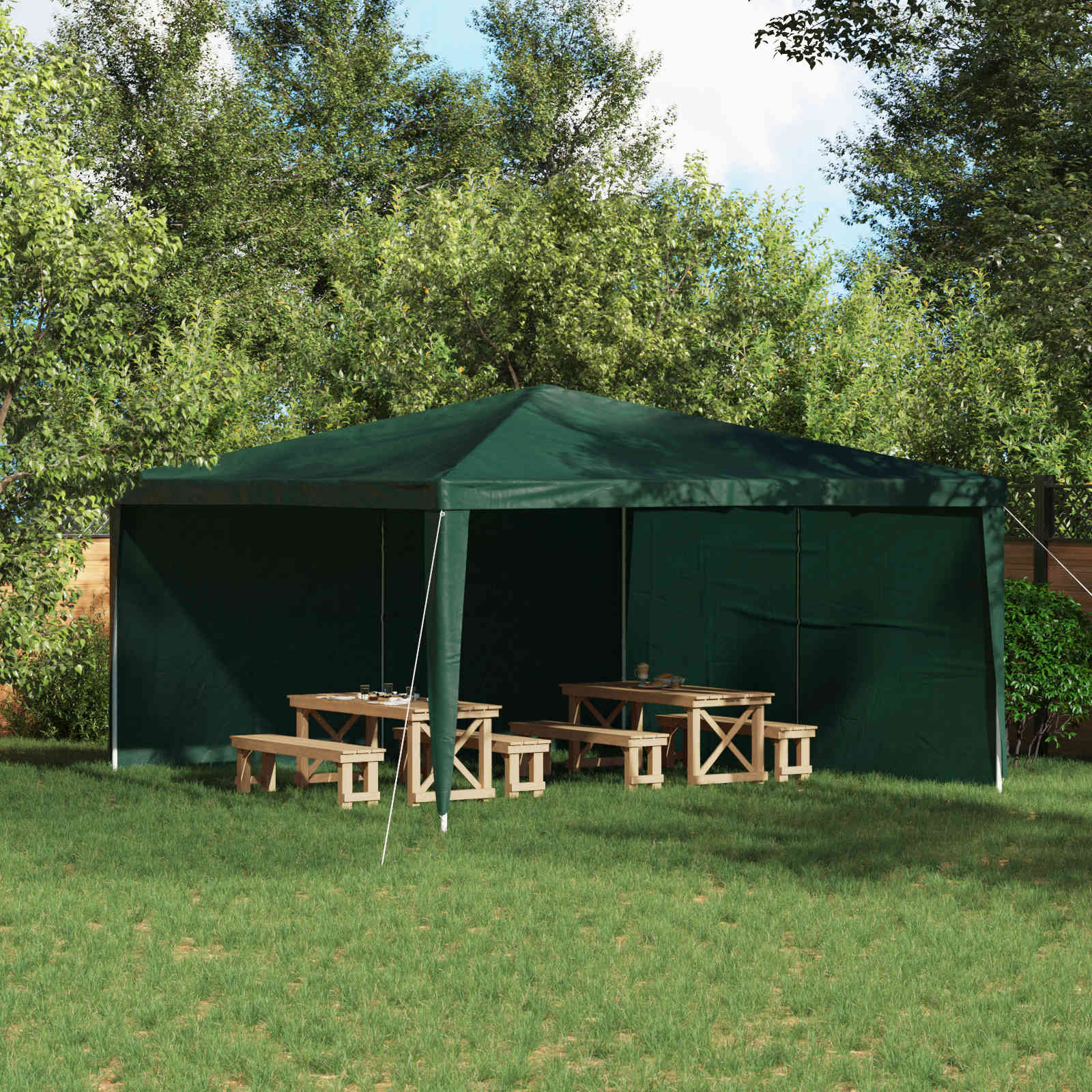 Parete per tenda da festa 2 pcs Verde 400 x 195 cm PE e Acciaio | homemem39