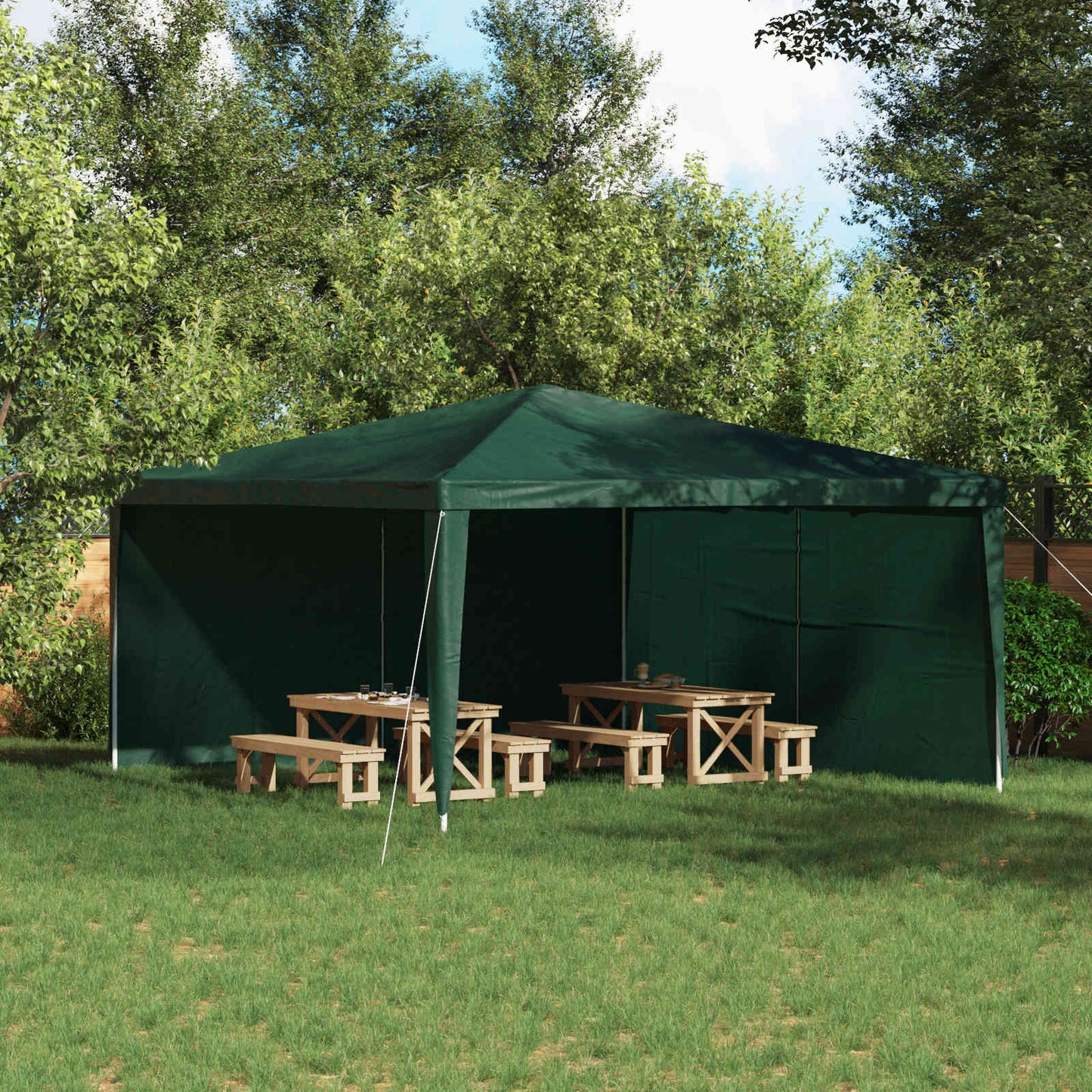 Parete per tenda da festa 2 pcs Verde 400 x 195 cm PE e Acciaio