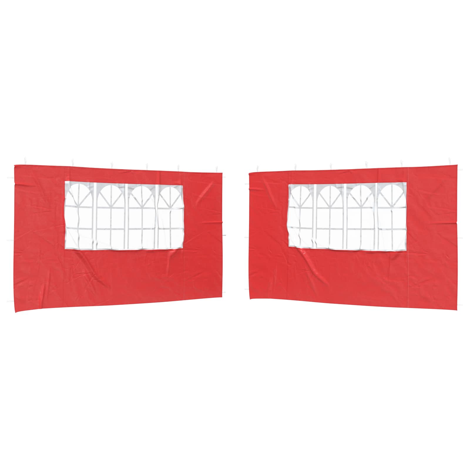 Parete per tenda da festa 2 pcs 400 x 195 cm Rosso PE e Acciaio | homemem39