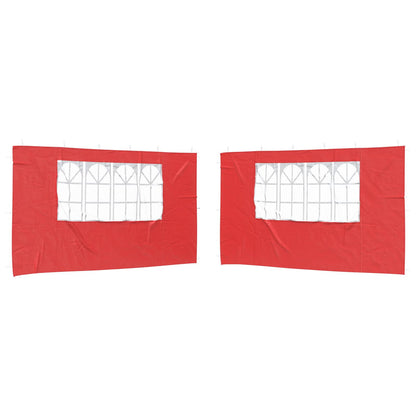 Parete per tenda da festa 2 pcs 400 x 195 cm Rosso PE e Acciaio