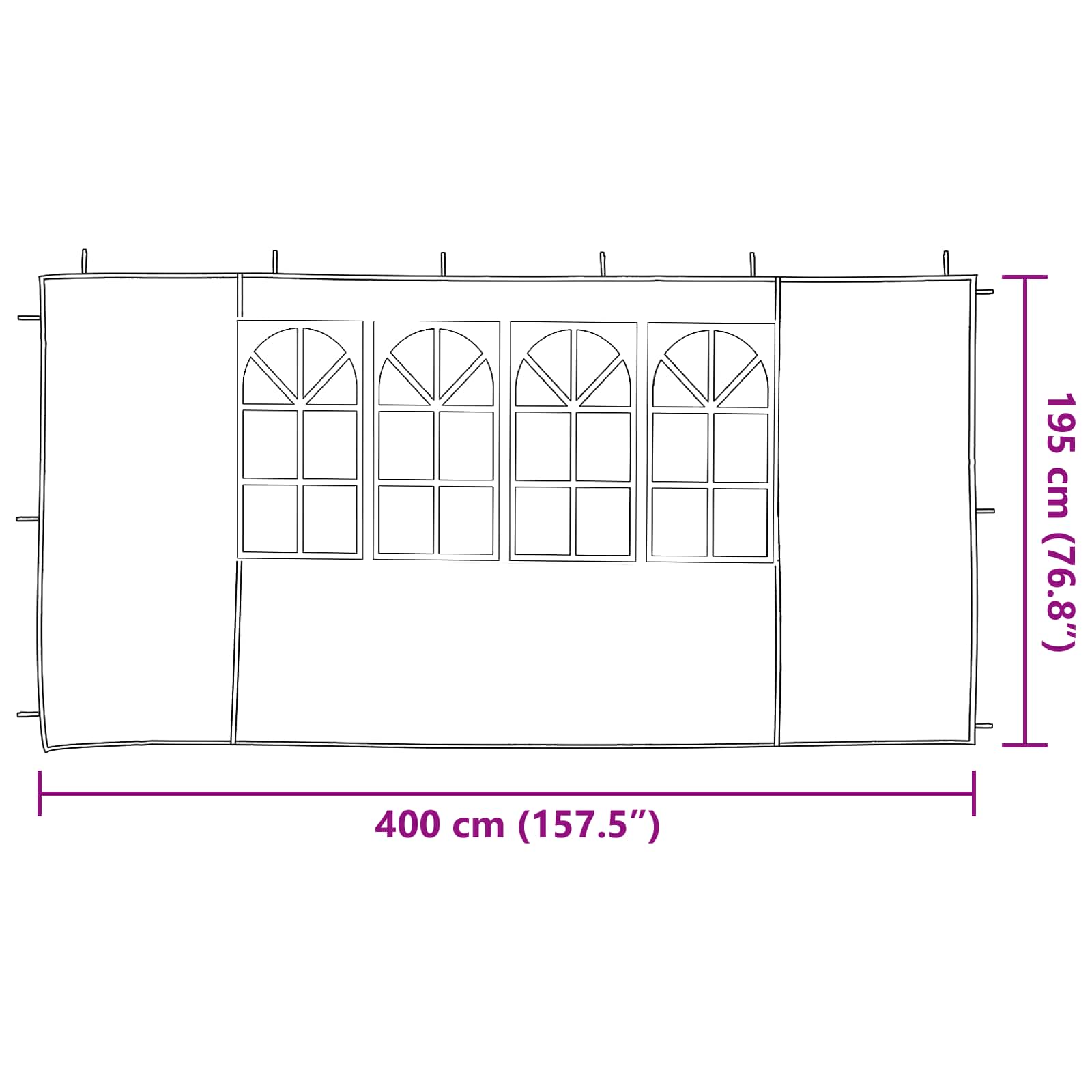 Parete per tenda da festa 2 pcs 400 x 195 cm Rosso PE e Acciaio | homemem39