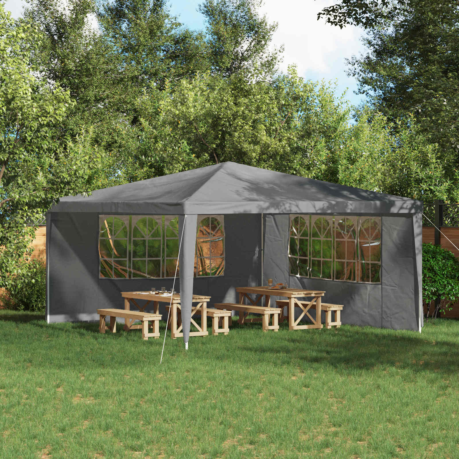 Parete per tenda da festa 2 pcs 400 x 195 cm Grigio Chiaro | homemem39