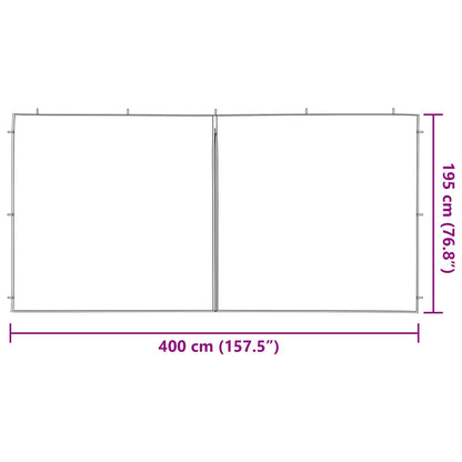 Parete per tenda da festa 2 pcs Rosso 400 x 195 cm PE e Acciaio | homemem39