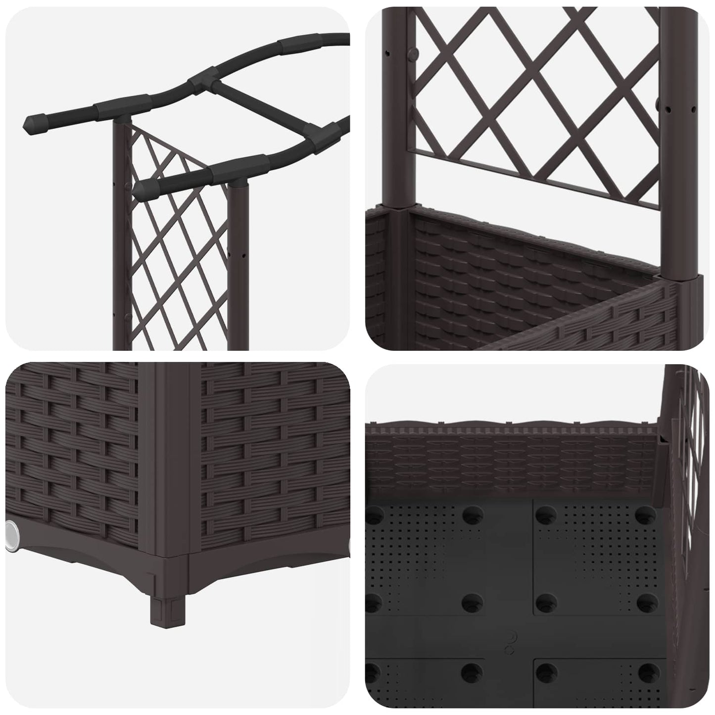 Letto Rialzato con Griglia e Tetto Marrone 169 x 40 x 125 cm PP | homemem39