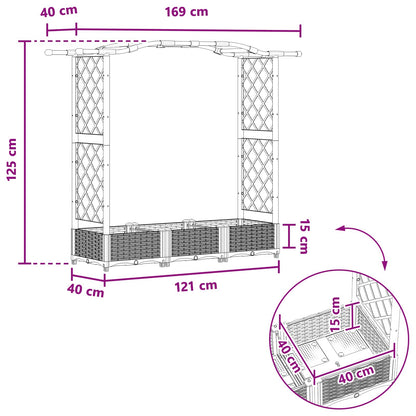 Letto Rialzato con Griglia e Tetto Marrone 169 x 40 x 125 cm PP | homemem39