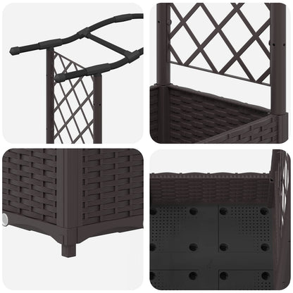 Letto Rialzato con Griglia e Tetto Marrone 207 x 40 x 126 cm PP | homemem39