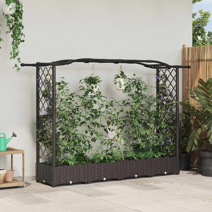 Letto Rialzato con Griglia e Tetto Marrone 207 x 40 x 126 cm PP