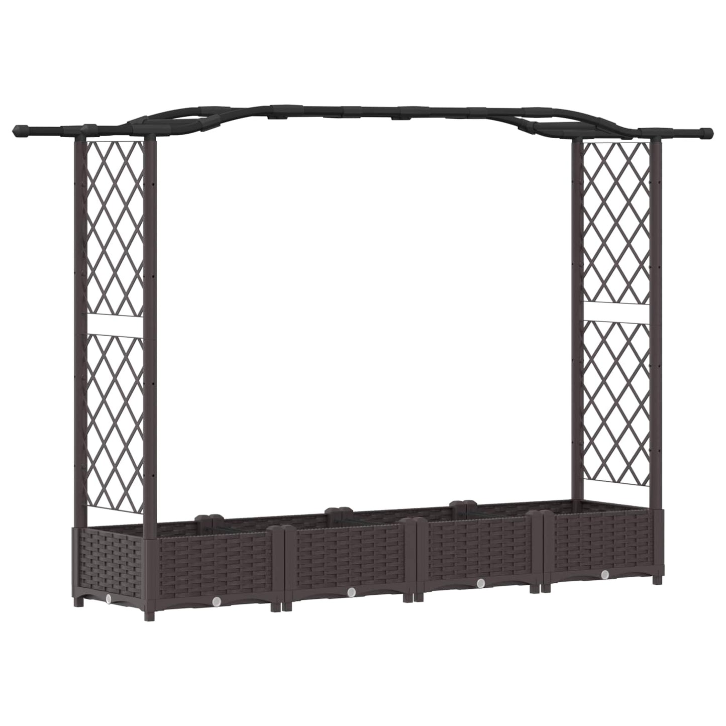 Letto Rialzato con Griglia e Tetto Marrone 207 x 40 x 126 cm PP