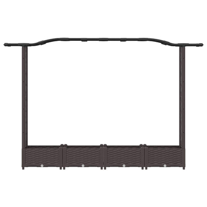 Letto Rialzato con Griglia e Tetto Marrone 207 x 40 x 126 cm PP | homemem39