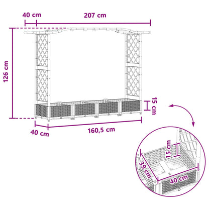 Letto Rialzato con Griglia e Tetto Marrone 207 x 40 x 126 cm PP | homemem39