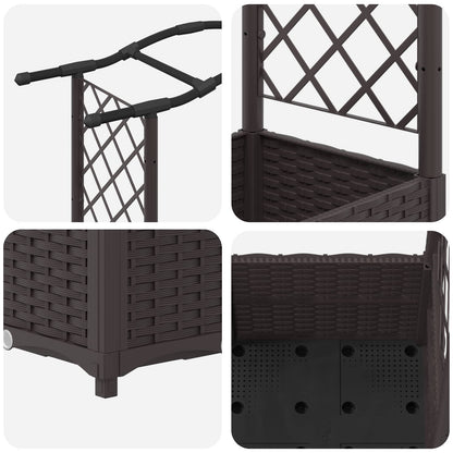 Letto Rialzato con Griglia e Tetto Marrone 125 x 40 x 138 cm PP | homemem39
