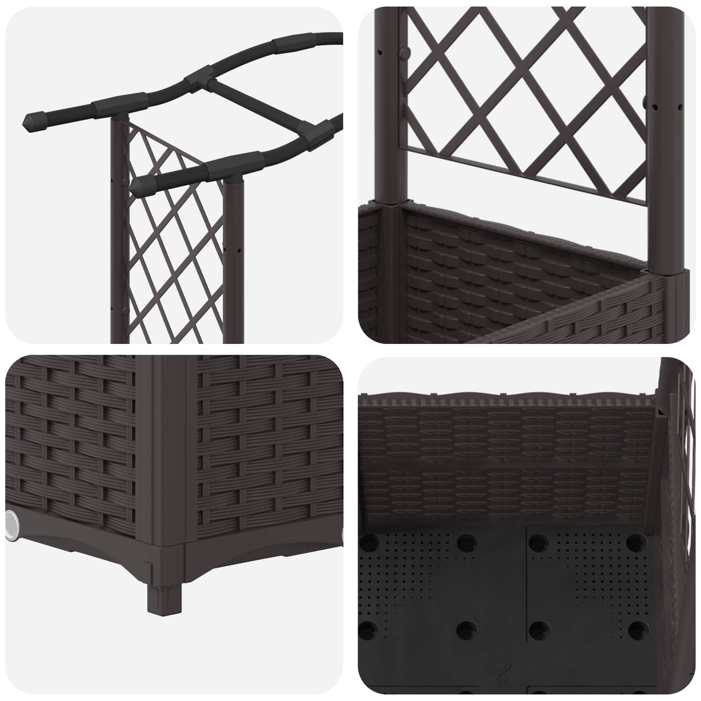 Letto Rialzato con Griglia e Tetto Marrone 164 x 40 x 142 cm PP | homemem39