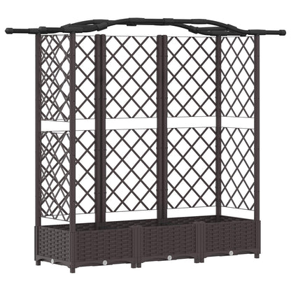 Letto Rialzato con Griglia e Tetto Marrone 163 x 40 x 126 cm PP