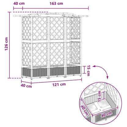 Letto Rialzato con Griglia e Tetto Marrone 163 x 40 x 126 cm PP | homemem39