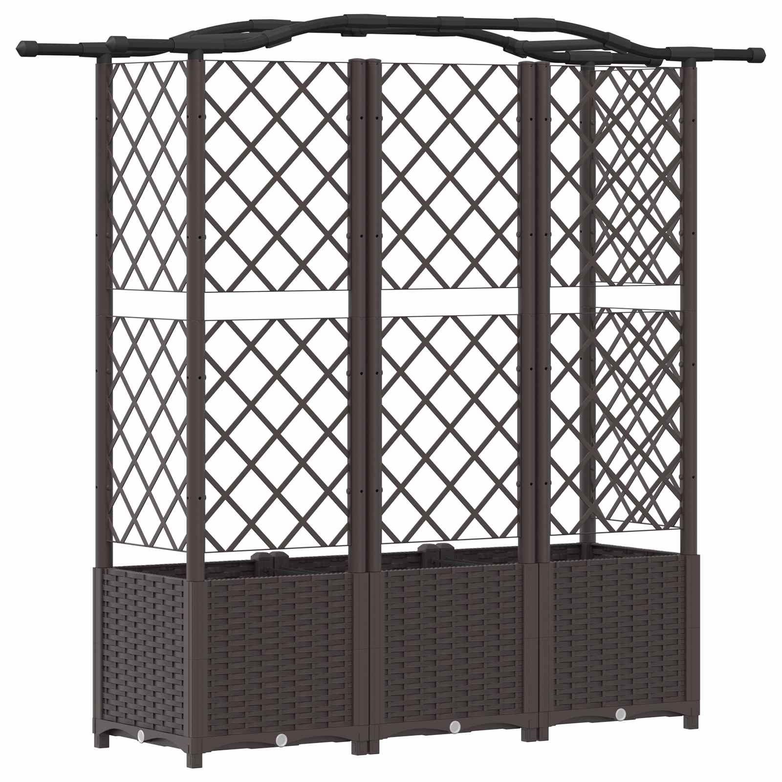 Letto Rialzato con Griglia e Tetto Marrone 163 x 40 x 141 cm PP | homemem39