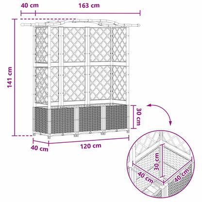 Letto Rialzato con Griglia e Tetto Marrone 163 x 40 x 141 cm PP | homemem39