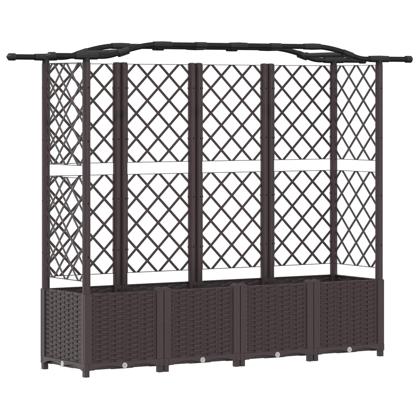 Letto Rialzato con Griglia e Tetto Marrone 204 x 40 x 141 cm PP