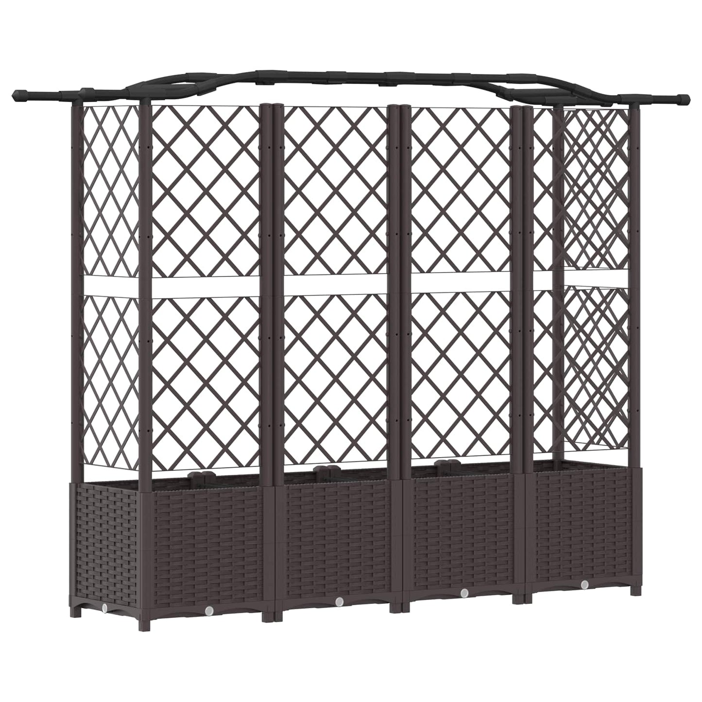 Letto Rialzato con Griglia e Tetto Marrone 204 x 40 x 141 cm PP