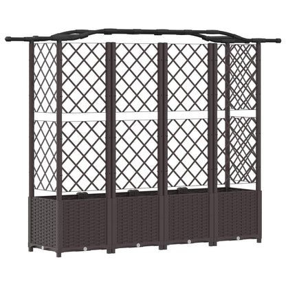 Letto Rialzato con Griglia e Tetto Marrone 204 x 40 x 141 cm PP