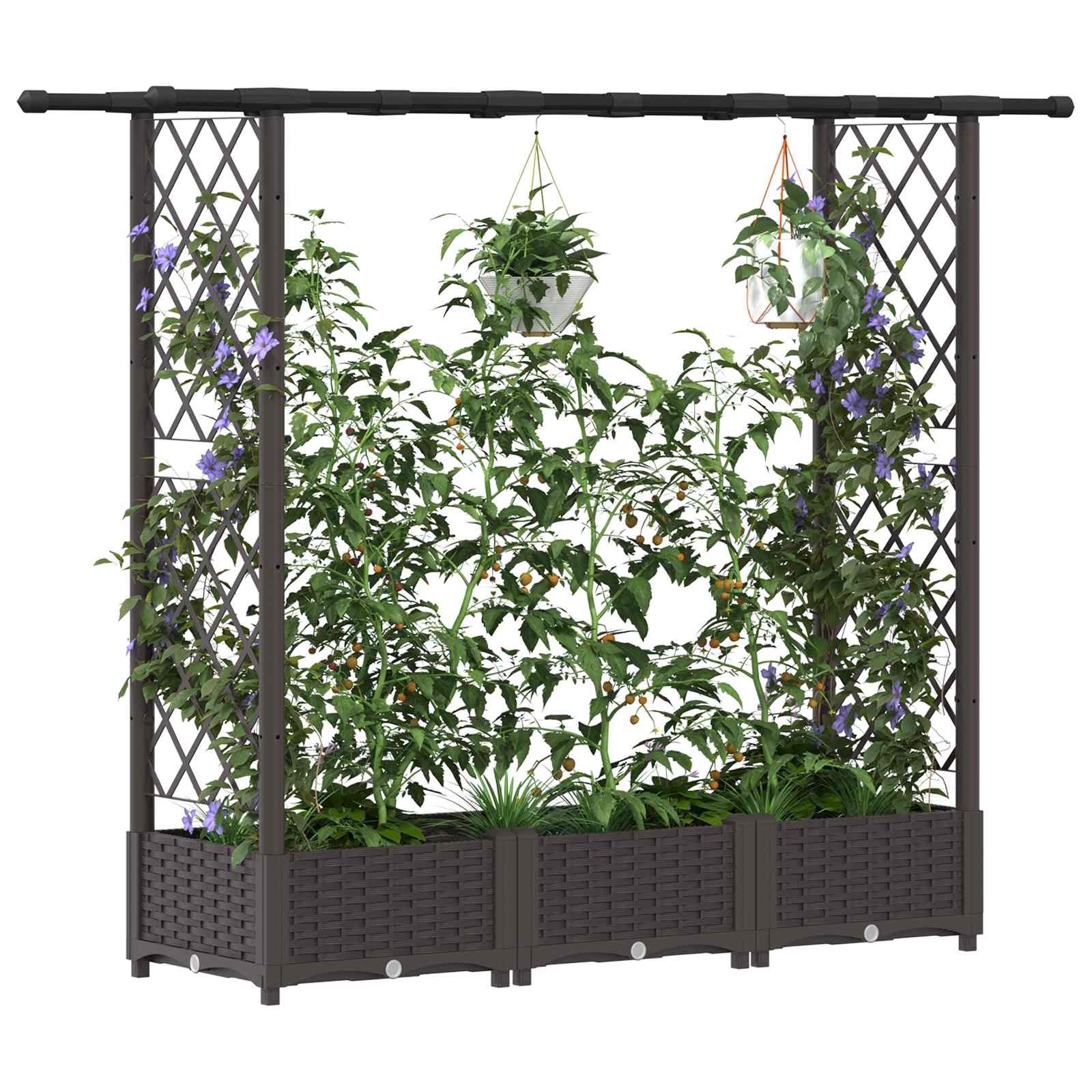 Letto Rialzato con Griglia e Tetto Marrone 164 x 40 x 123 cm PP | homemem39