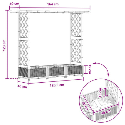 Letto Rialzato con Griglia e Tetto Marrone 164 x 40 x 123 cm PP | homemem39