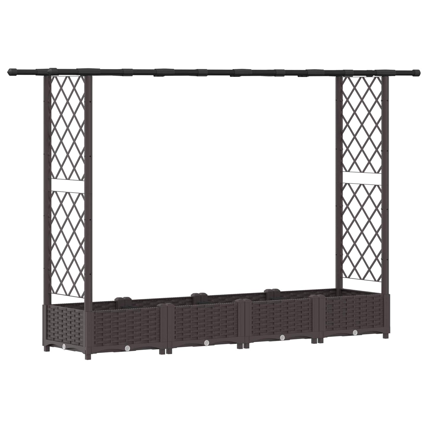 Letto Rialzato con Griglia e Tetto Marrone 203 x 40 x 123 cm PP | homemem39
