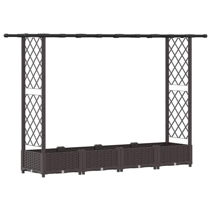 Letto Rialzato con Griglia e Tetto Marrone 203 x 40 x 123 cm PP | homemem39