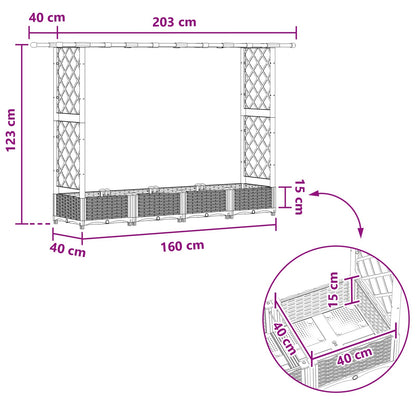 Letto Rialzato con Griglia e Tetto Marrone 203 x 40 x 123 cm PP | homemem39