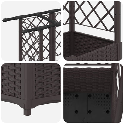 Letto Rialzato con Griglia e Tetto Marrone 124,5 x 40 x 138 cm | homemem39