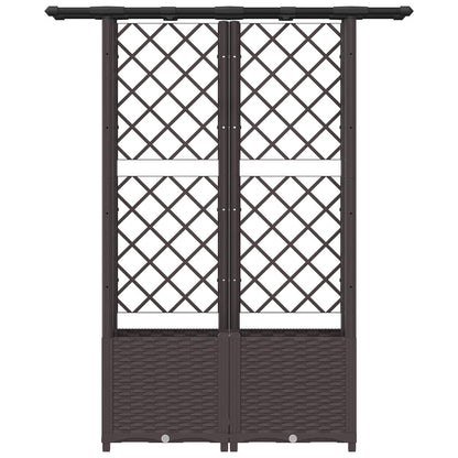 Letto Rialzato con Griglia e Tetto Marrone 124,5 x 40 x 138 cm | homemem39