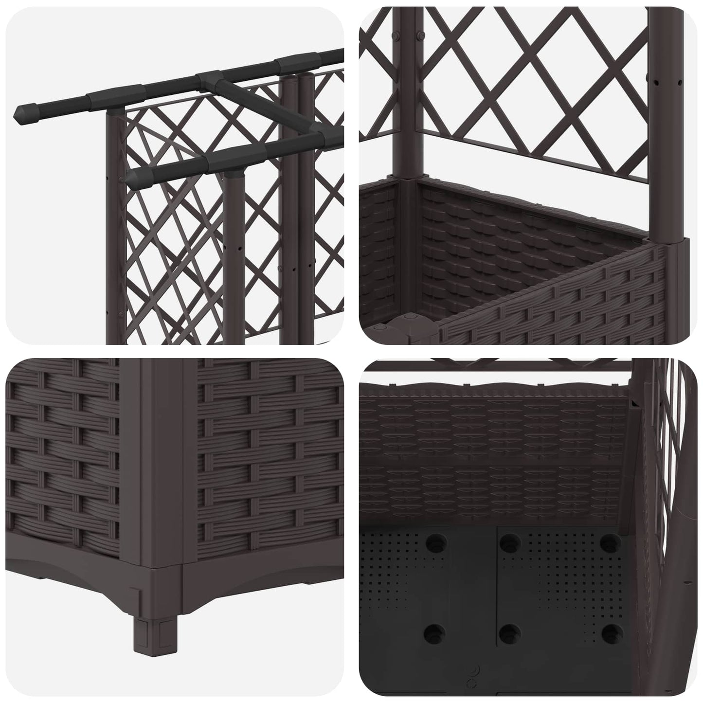 Letto Rialzato con Griglia e Tetto Marrone 203 x 40 x 138 cm PP | homemem39