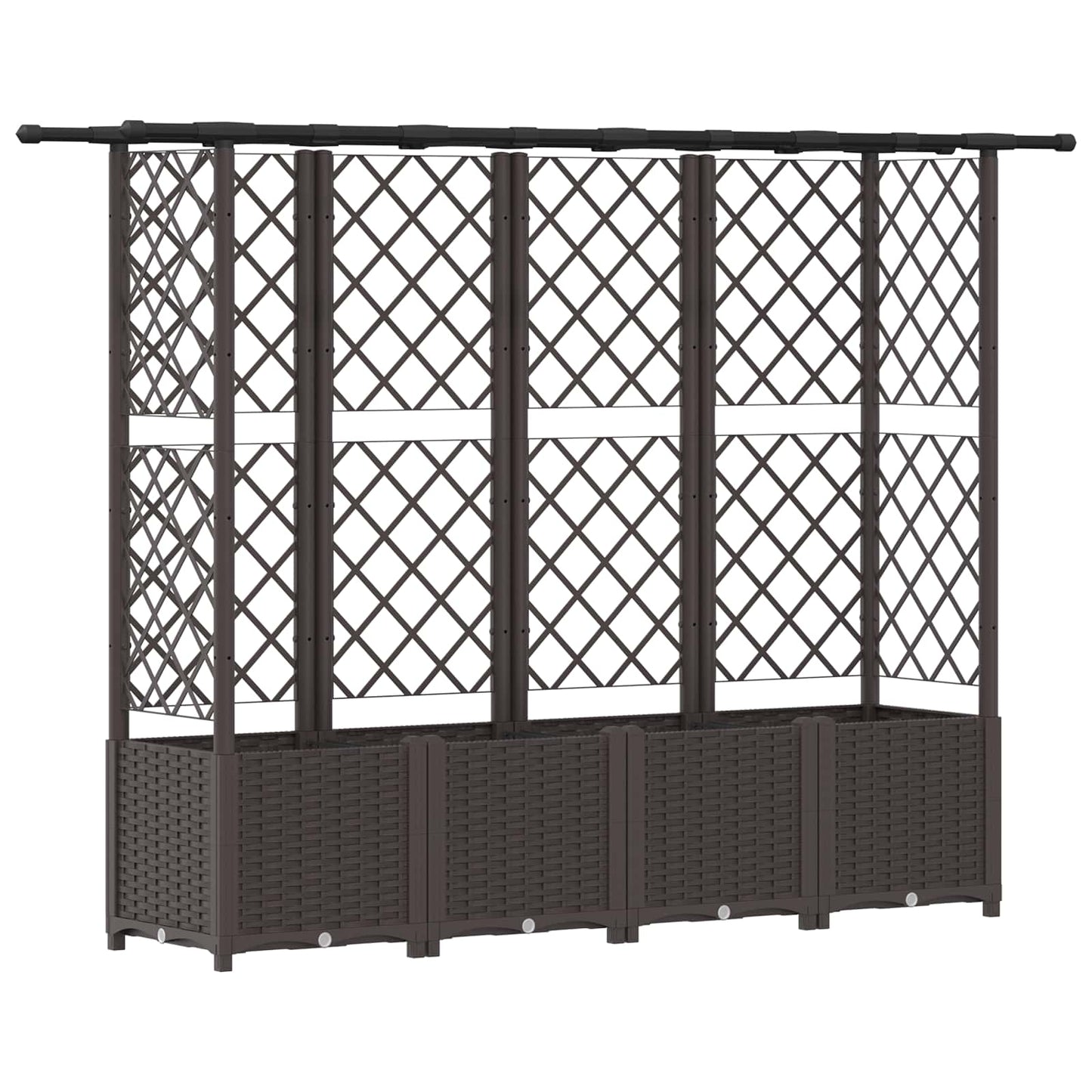 Letto Rialzato con Griglia e Tetto Marrone 203 x 40 x 138 cm PP | homemem39