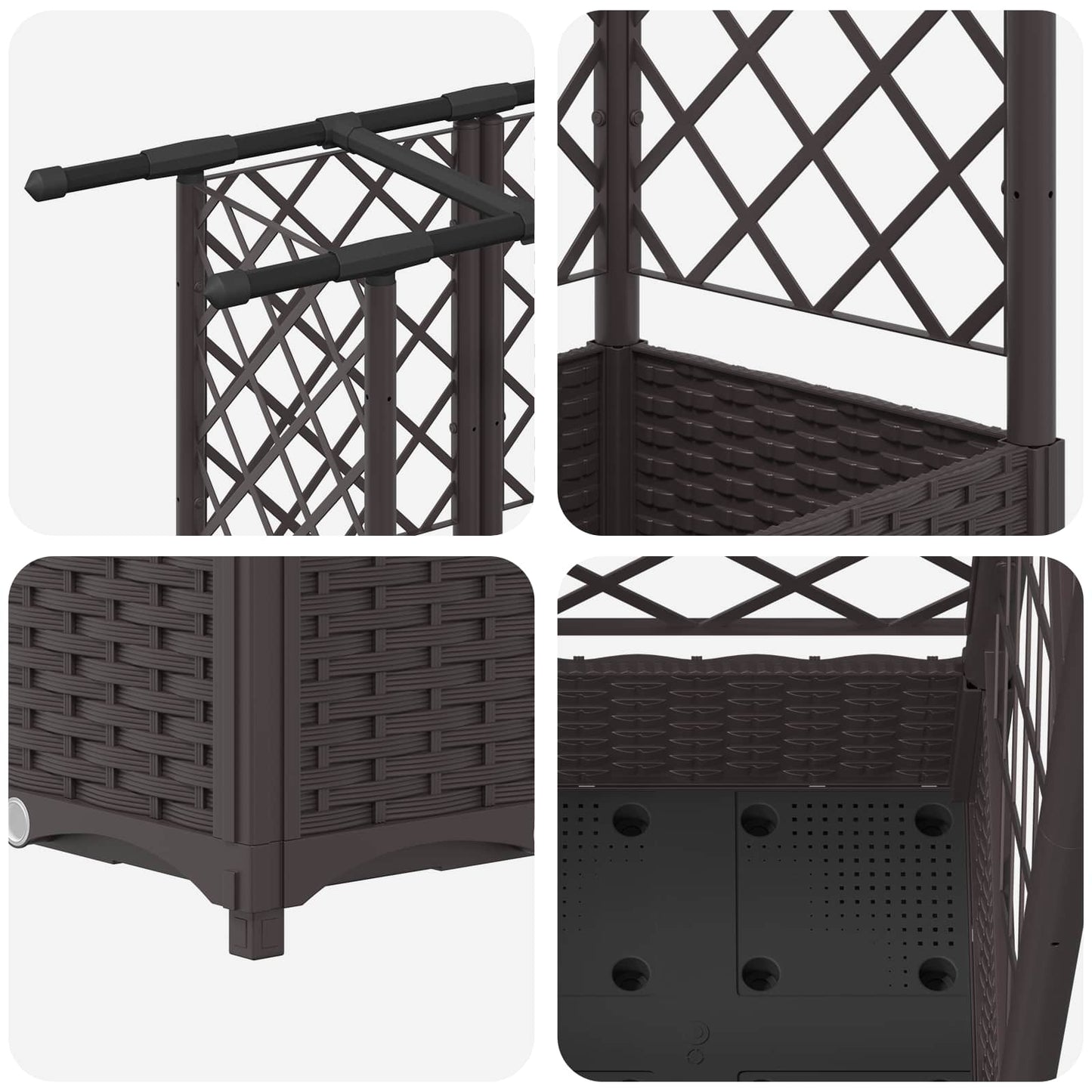 Letto Rialzato con Griglia e Tetto Marrone 202,5 x 40 x 123 cm | homemem39