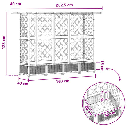 Letto Rialzato con Griglia e Tetto Marrone 202,5 x 40 x 123 cm | homemem39