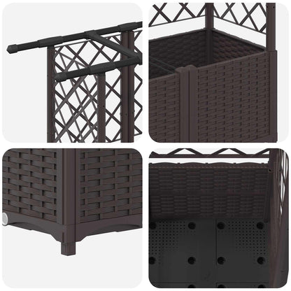 Letto Rialzato con Griglia e Tetto Marrone 202 x 40 x 138 cm PP | homemem39