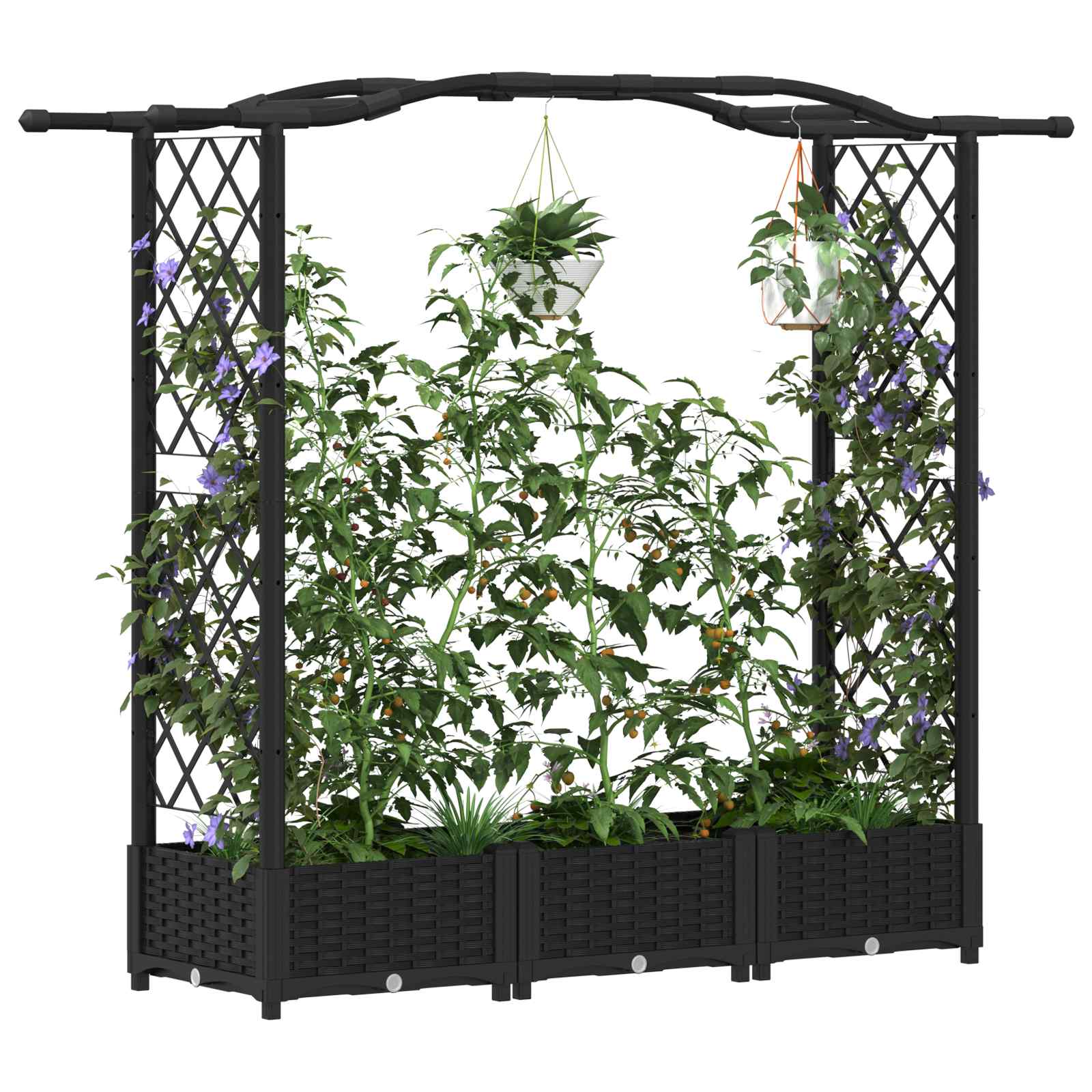 Letto Rialzato con Griglia e Tetto Nero 169 x 40 x 125 cm PP | homemem39