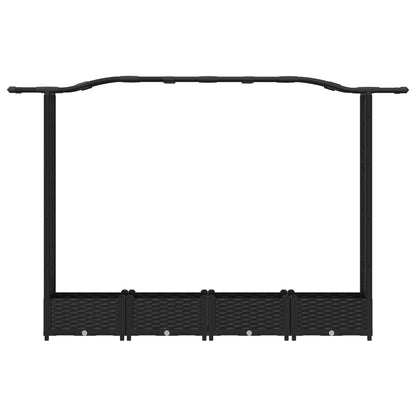 Letto Rialzato con Griglia e Tetto Nero 207 x 40 x 126 cm PP | homemem39
