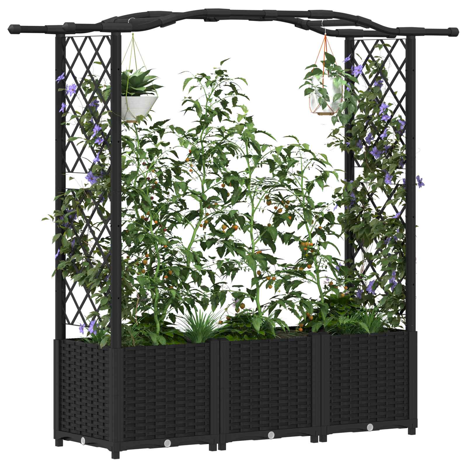 Letto Rialzato con Griglia e Tetto Nero 164 x 40 x 142 cm PP | homemem39