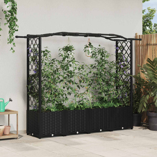 Letto Rialzato con Griglia e Tetto Nero 204 x 40 x 141 cm PP | homemem39