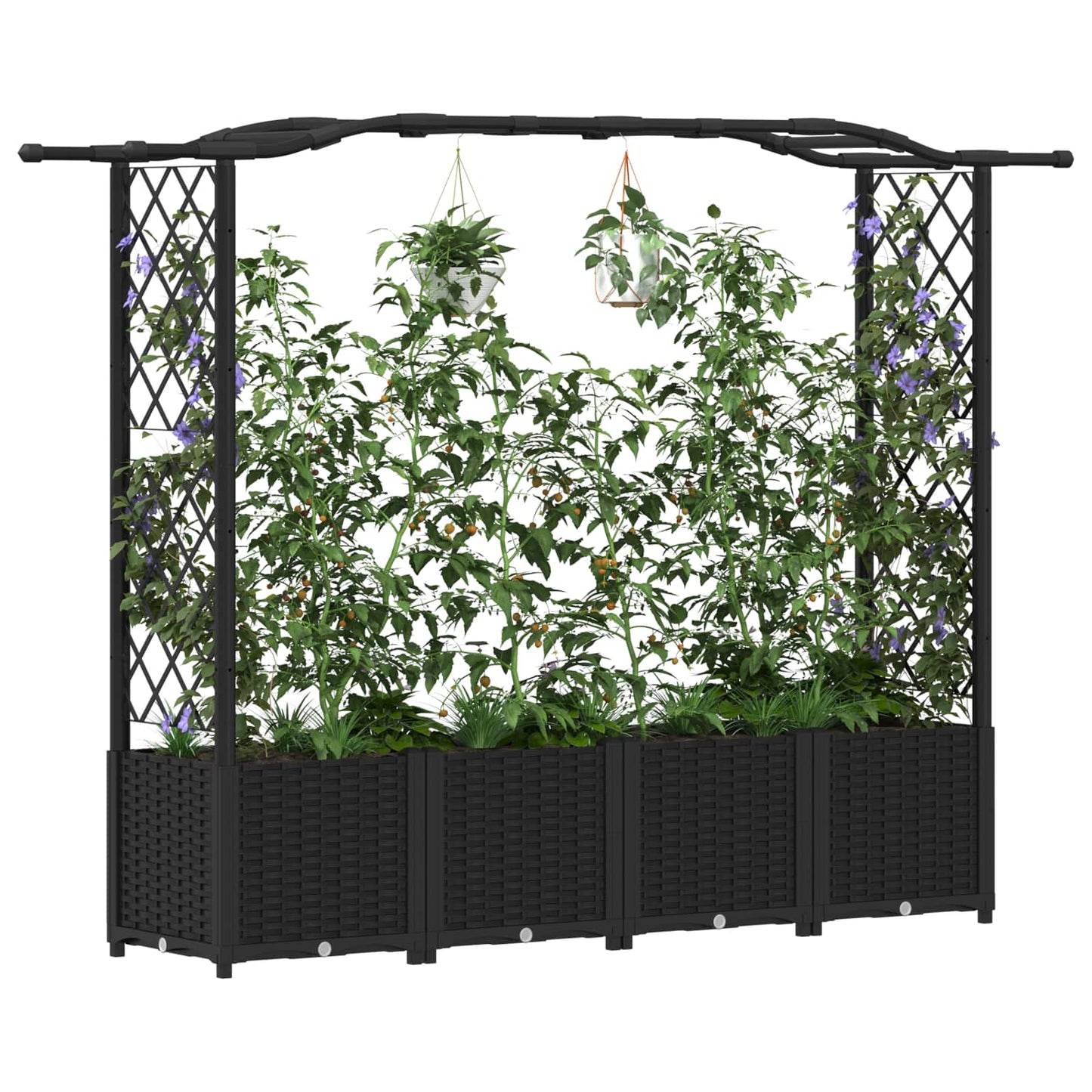 Letto Rialzato con Griglia e Tetto Nero 204 x 40 x 141 cm PP | homemem39