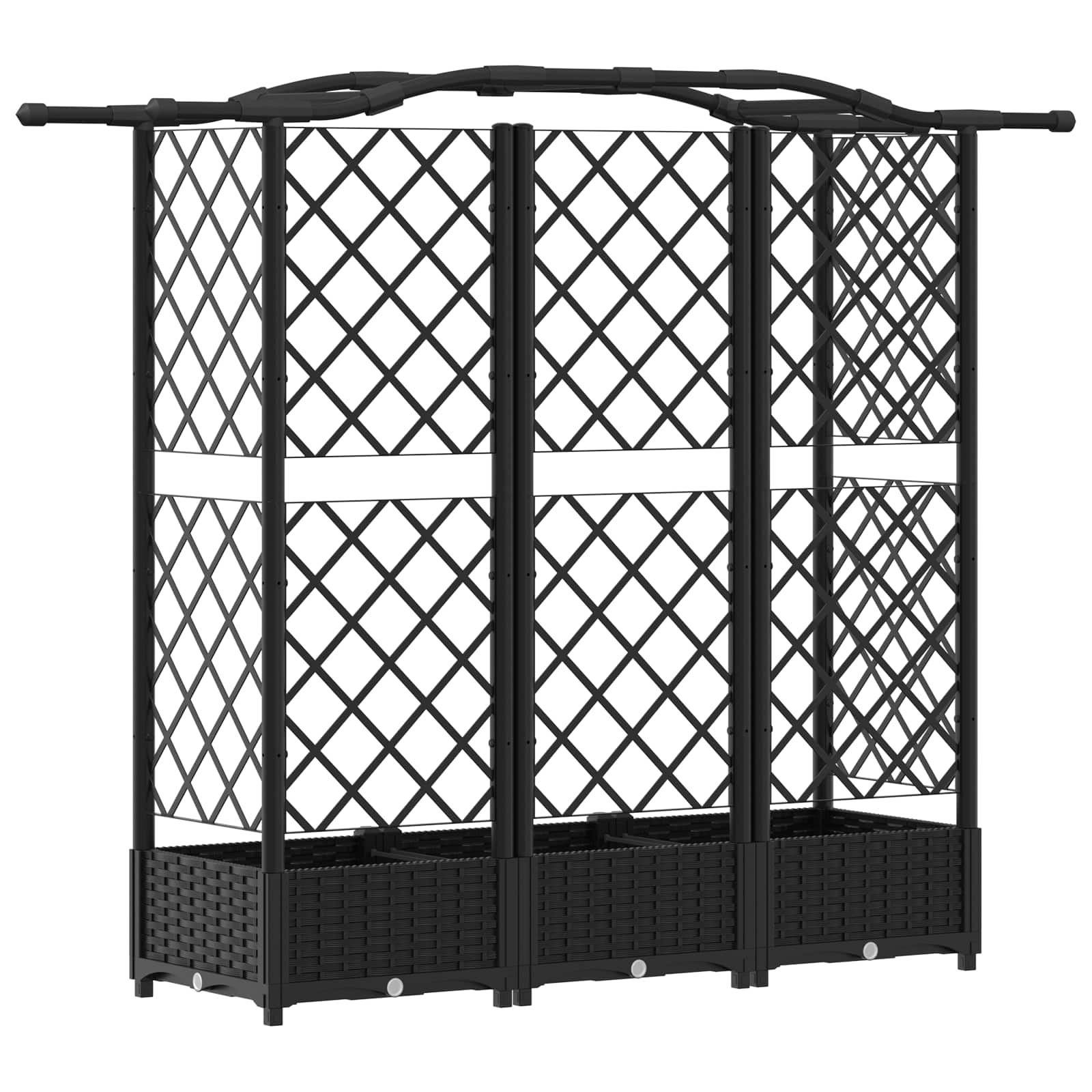 Letto Rialzato con Griglia e Tetto Nero 163 x 40 x 126 cm PP | homemem39