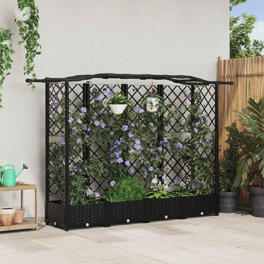 Letto Rialzato con Griglia e Tetto Nero 203,5 x 40 x 125 cm PP | homemem39