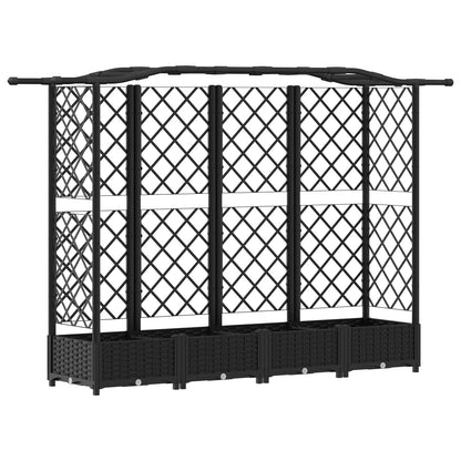 Letto Rialzato con Griglia e Tetto Nero 203,5 x 40 x 125 cm PP | homemem39