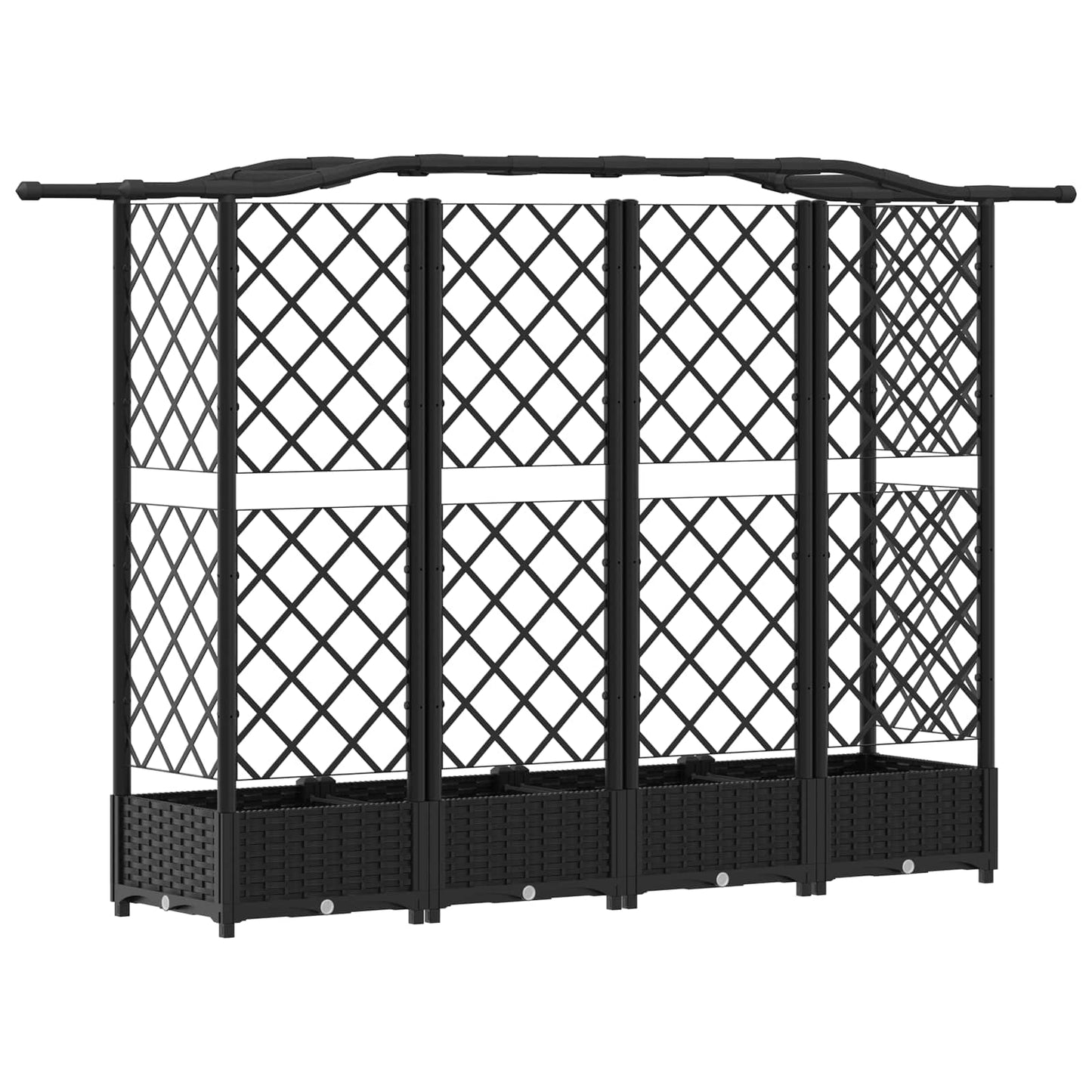 Letto Rialzato con Griglia e Tetto Nero 203,5 x 40 x 125 cm PP | homemem39