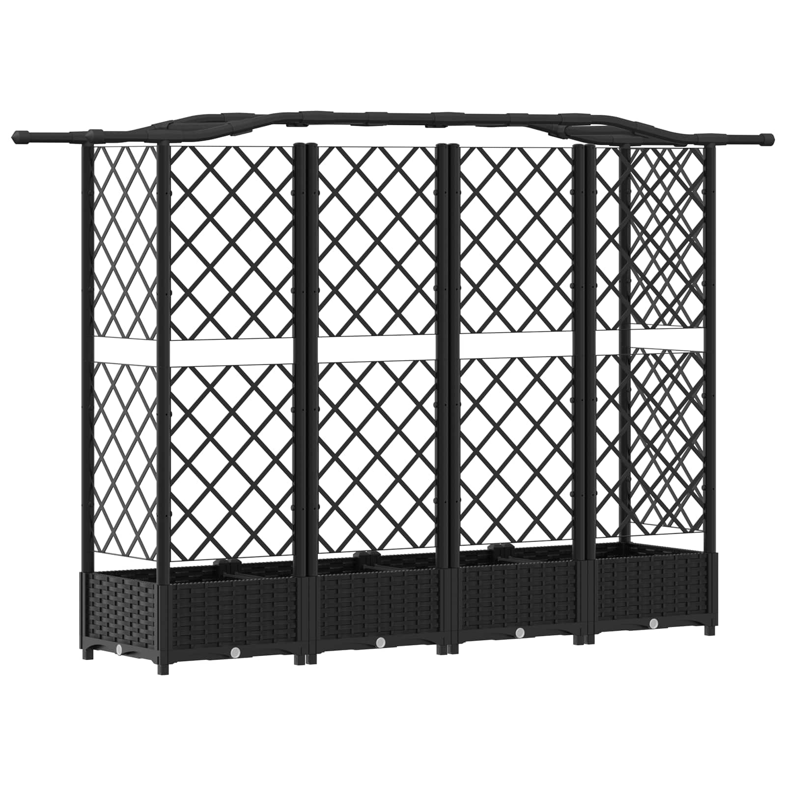 Letto Rialzato con Griglia e Tetto Nero 203,5 x 40 x 125 cm PP | homemem39