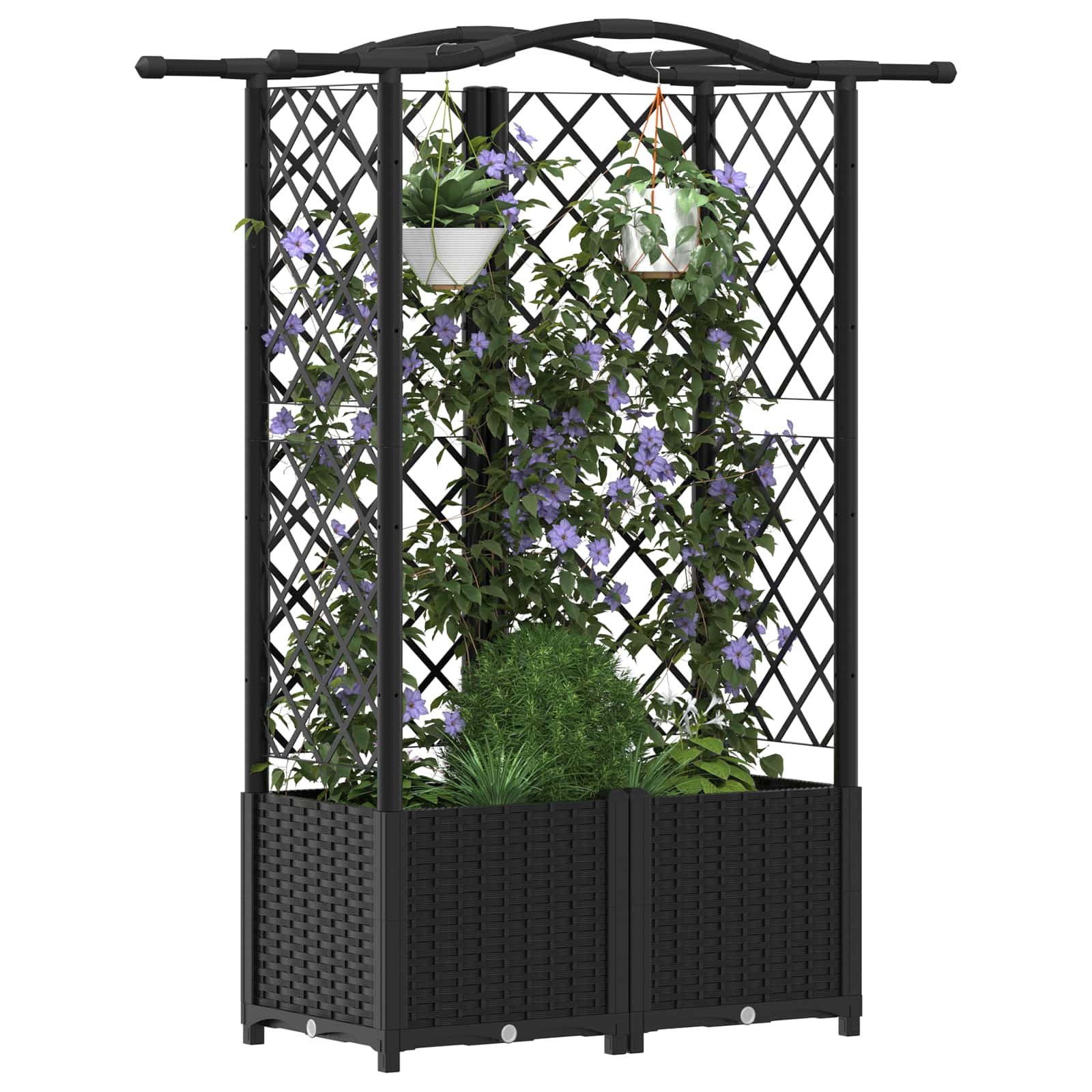 Letto Rialzato con Griglia e Tetto Nero 122 x 40 x 141 cm PP | homemem39