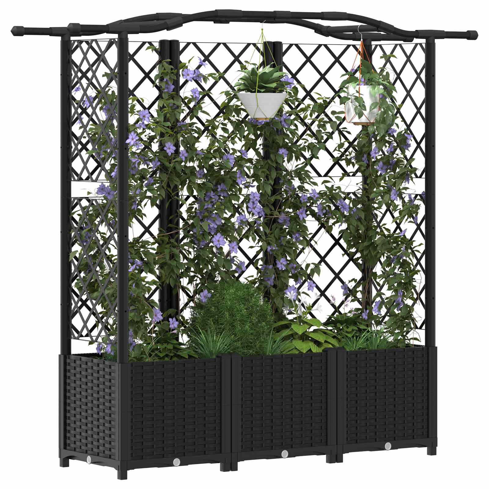 Letto Rialzato con Griglia e Tetto Nero 163 x 40 x 141 cm PP | homemem39